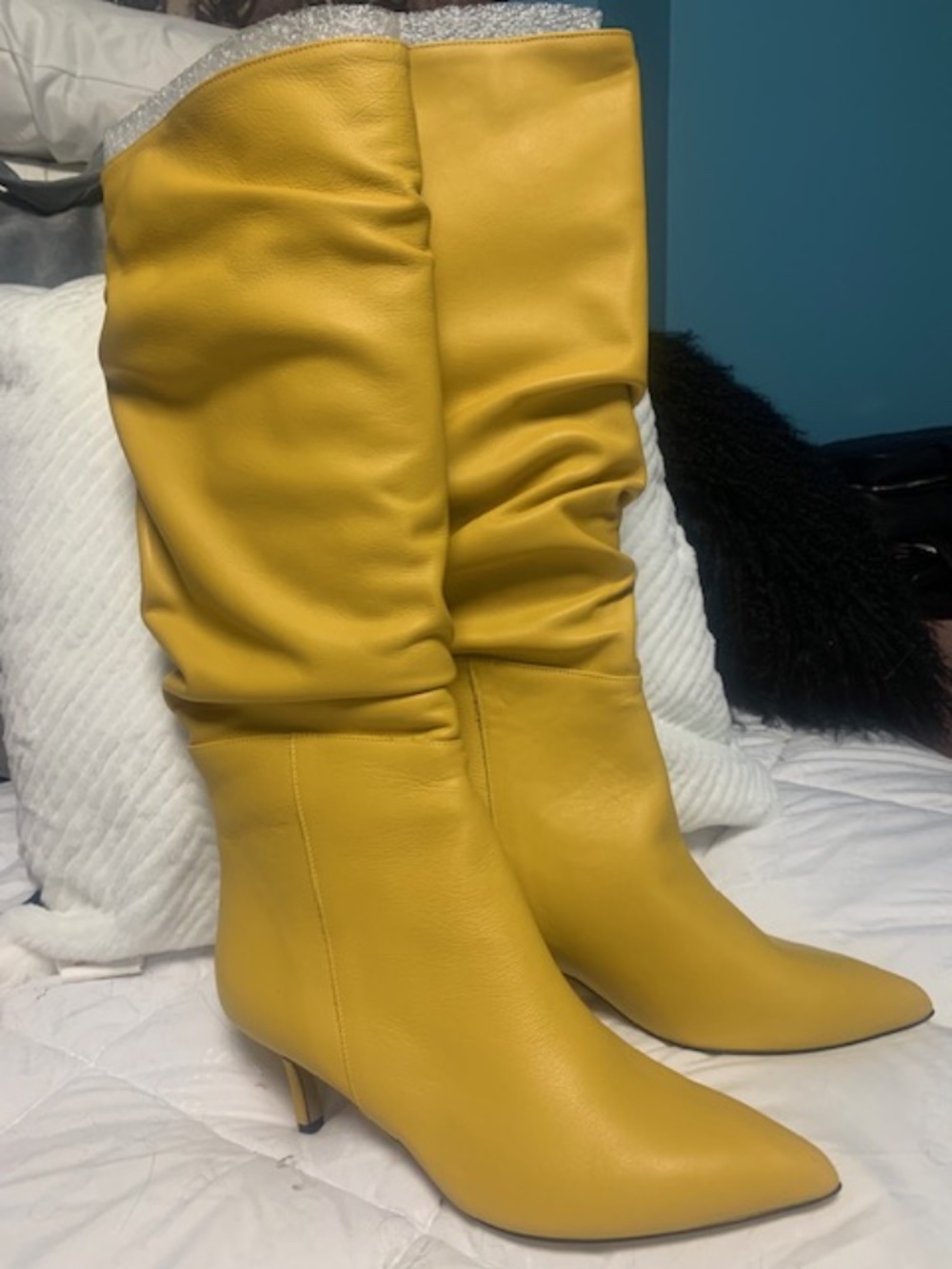 Italian made all leather slouch boots